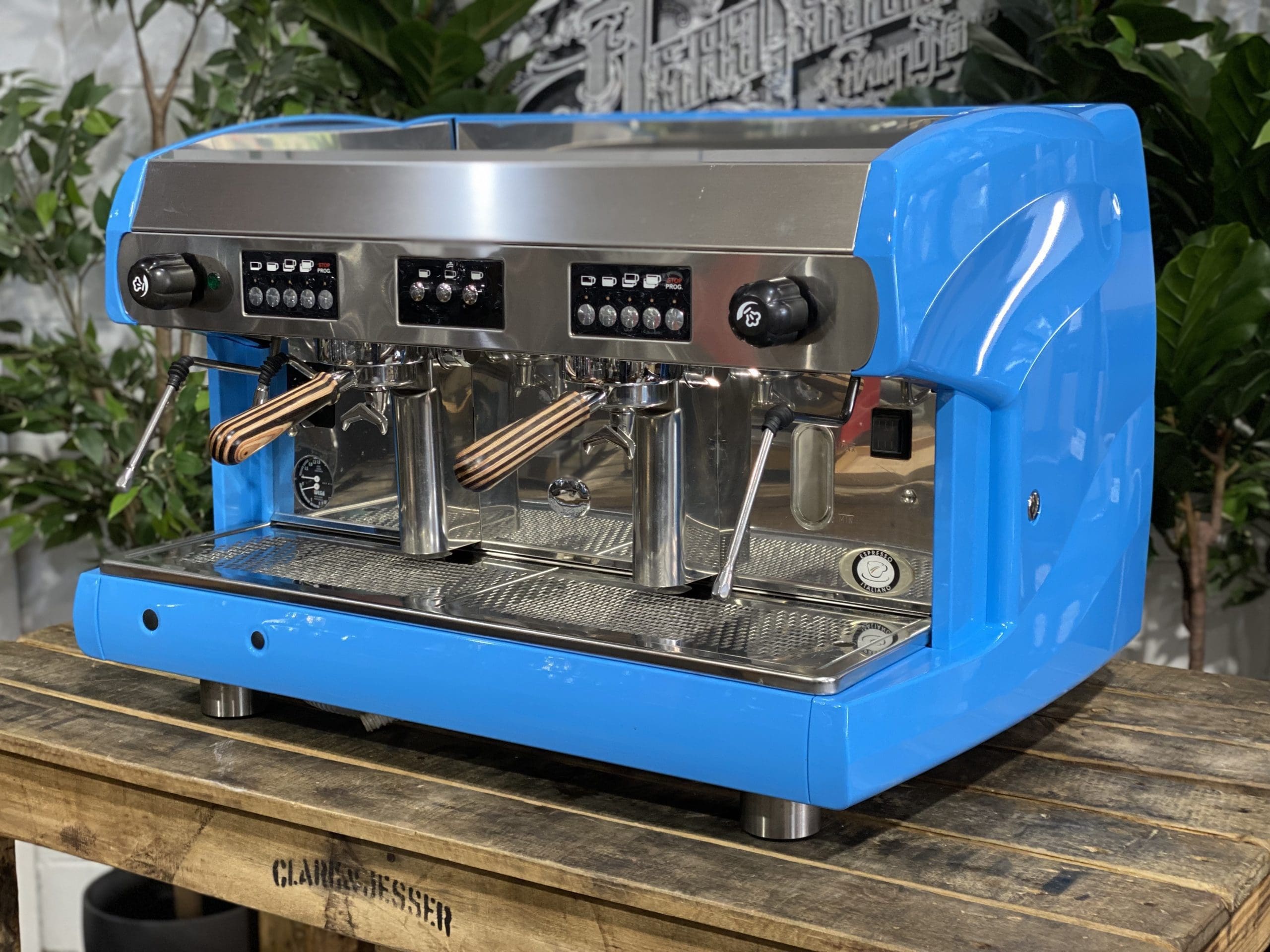 Wega-Polaris-2-Group-Bright-Blue-with-Timber-Handles-Espresso-Coffee-Machine-1858-Princes-Highway-Clayton-VIC-3168-Coffee-Machine-WarehouseI