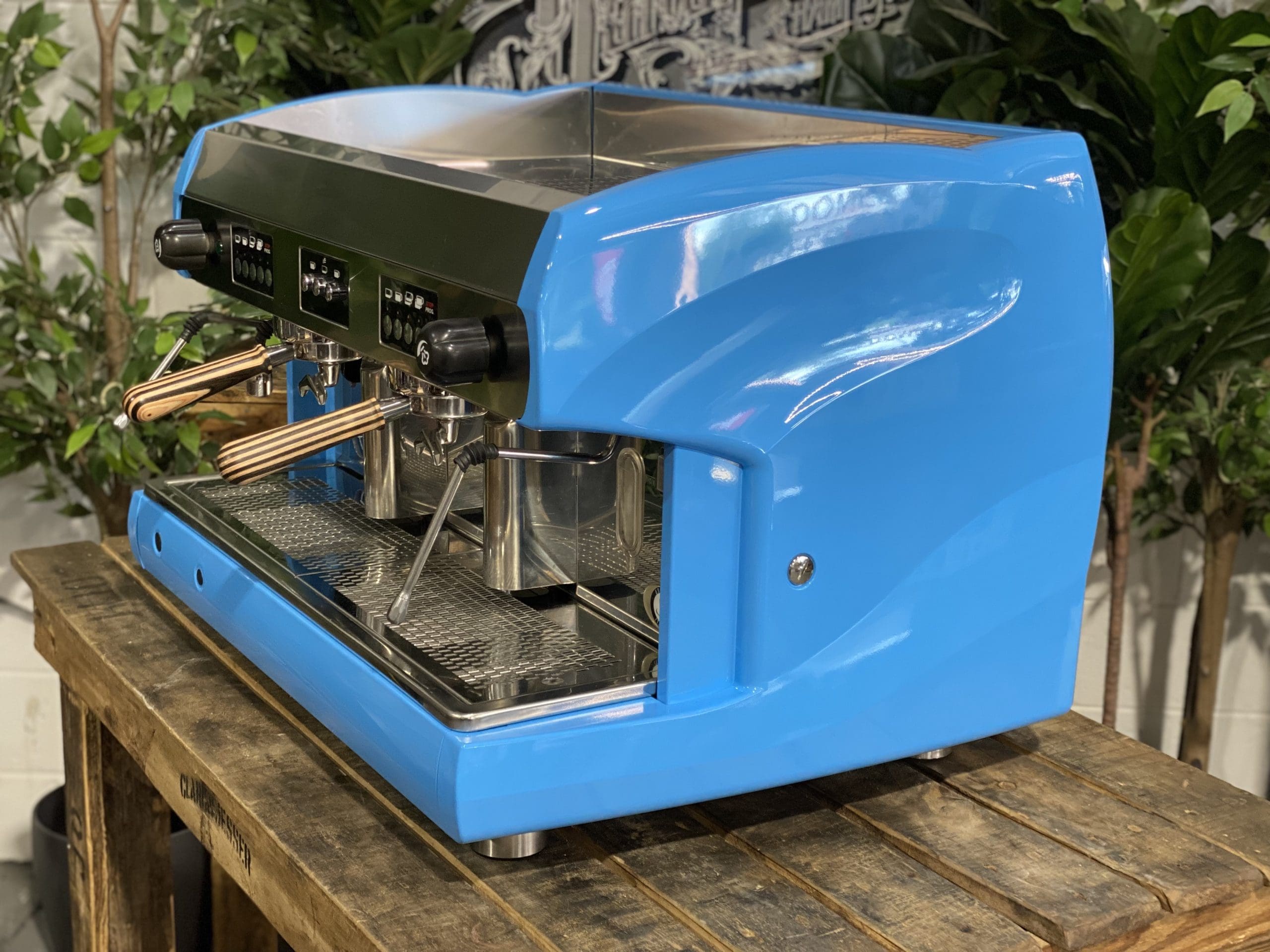 Wega-Polaris-2-Group-Bright-Blue-with-Timber-Handles-Espresso-Coffee-Machine-1858-Princes-Highway-Clayton-VIC-3168-Coffee-Machine-WarehouseI