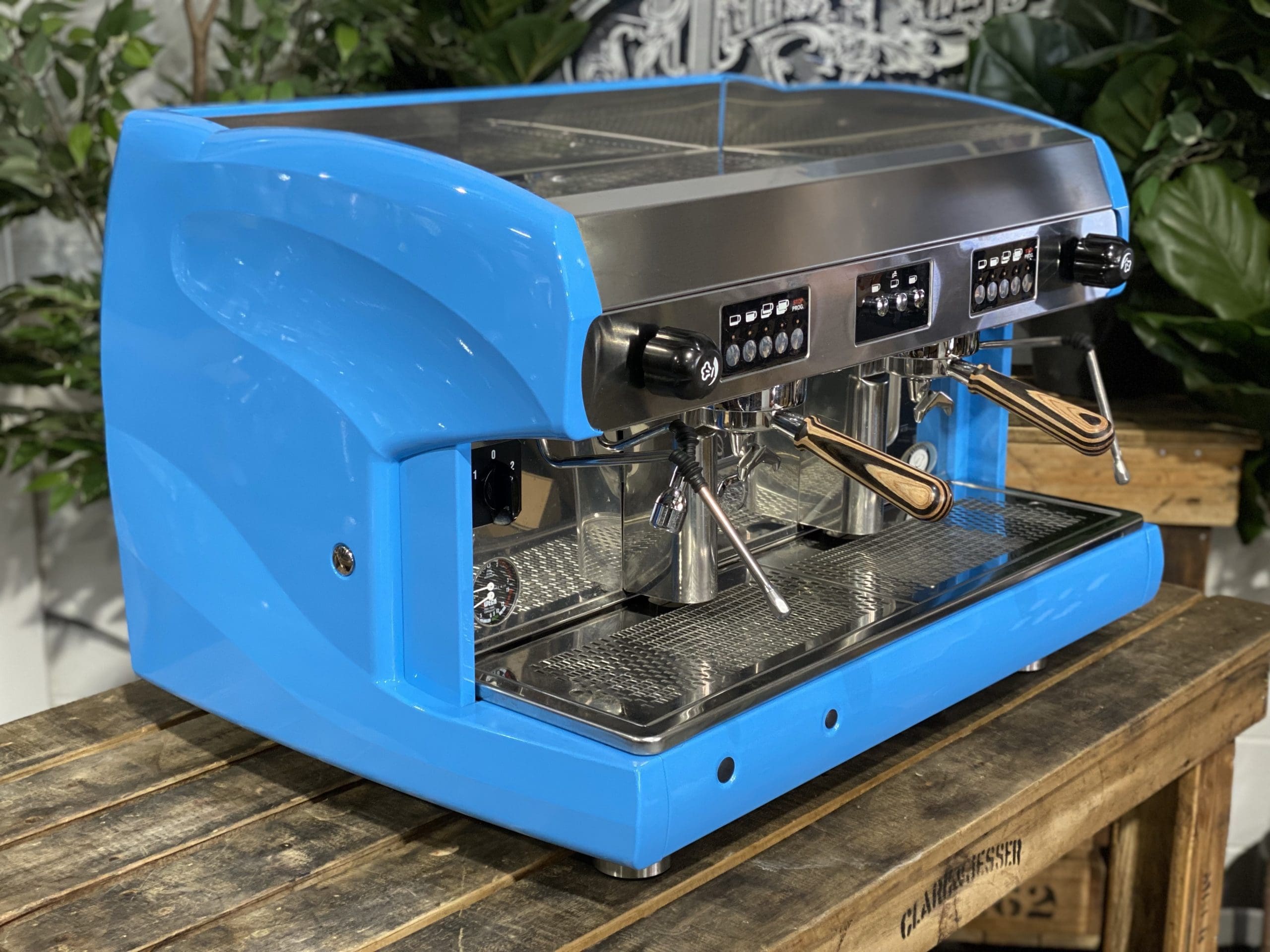 Wega-Polaris-2-Group-Bright-Blue-with-Timber-Handles-Espresso-Coffee-Machine-1858-Princes-Highway-Clayton-VIC-3168-Coffee-Machine-WarehouseI