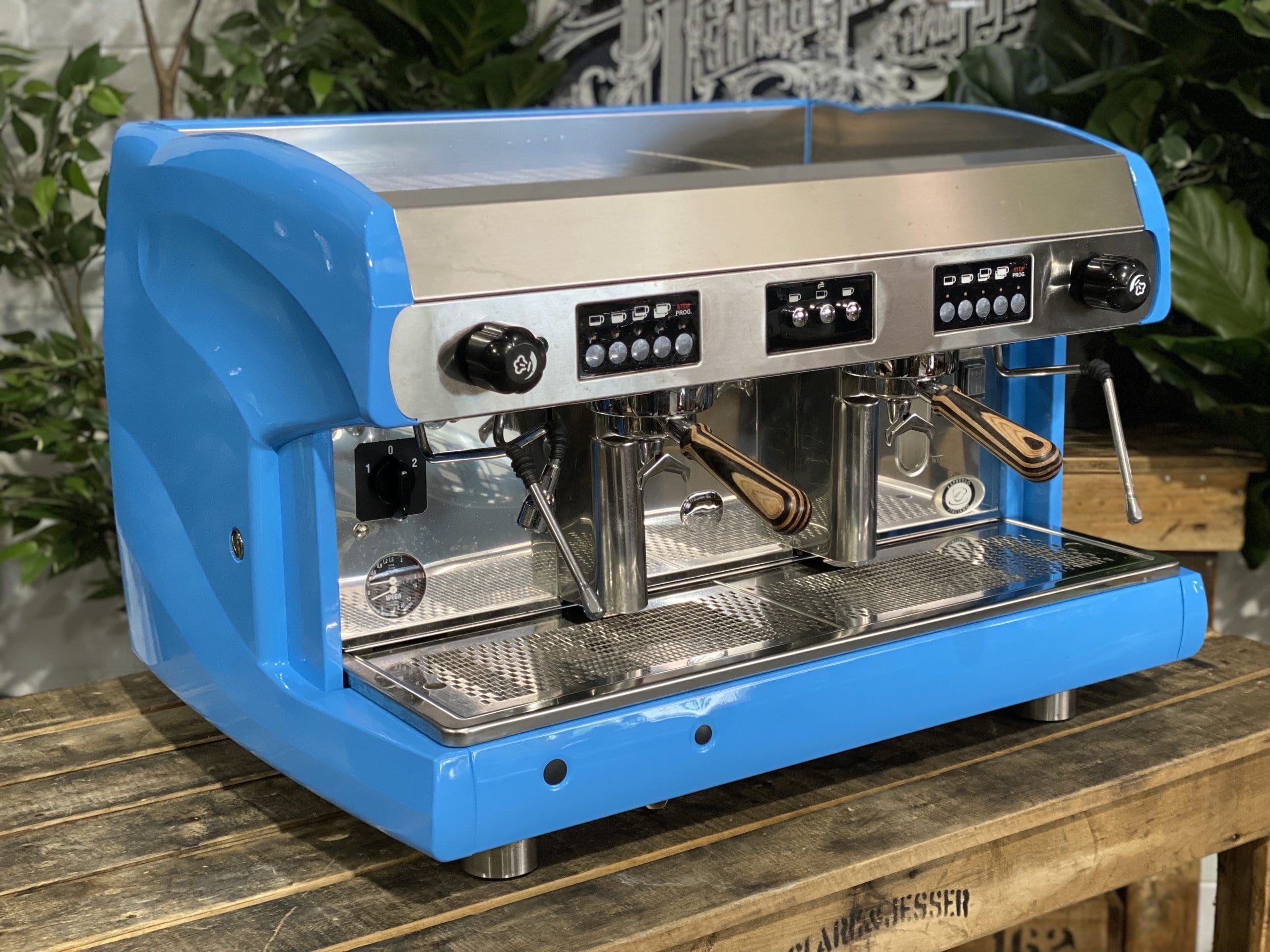 Wega-Polaris-2-Group-Bright-Blue-with-Timber-Handles-Espresso-Coffee-Machine-1858-Princes-Highway-Clayton-VIC-3168-Coffee-Machine-WarehouseI