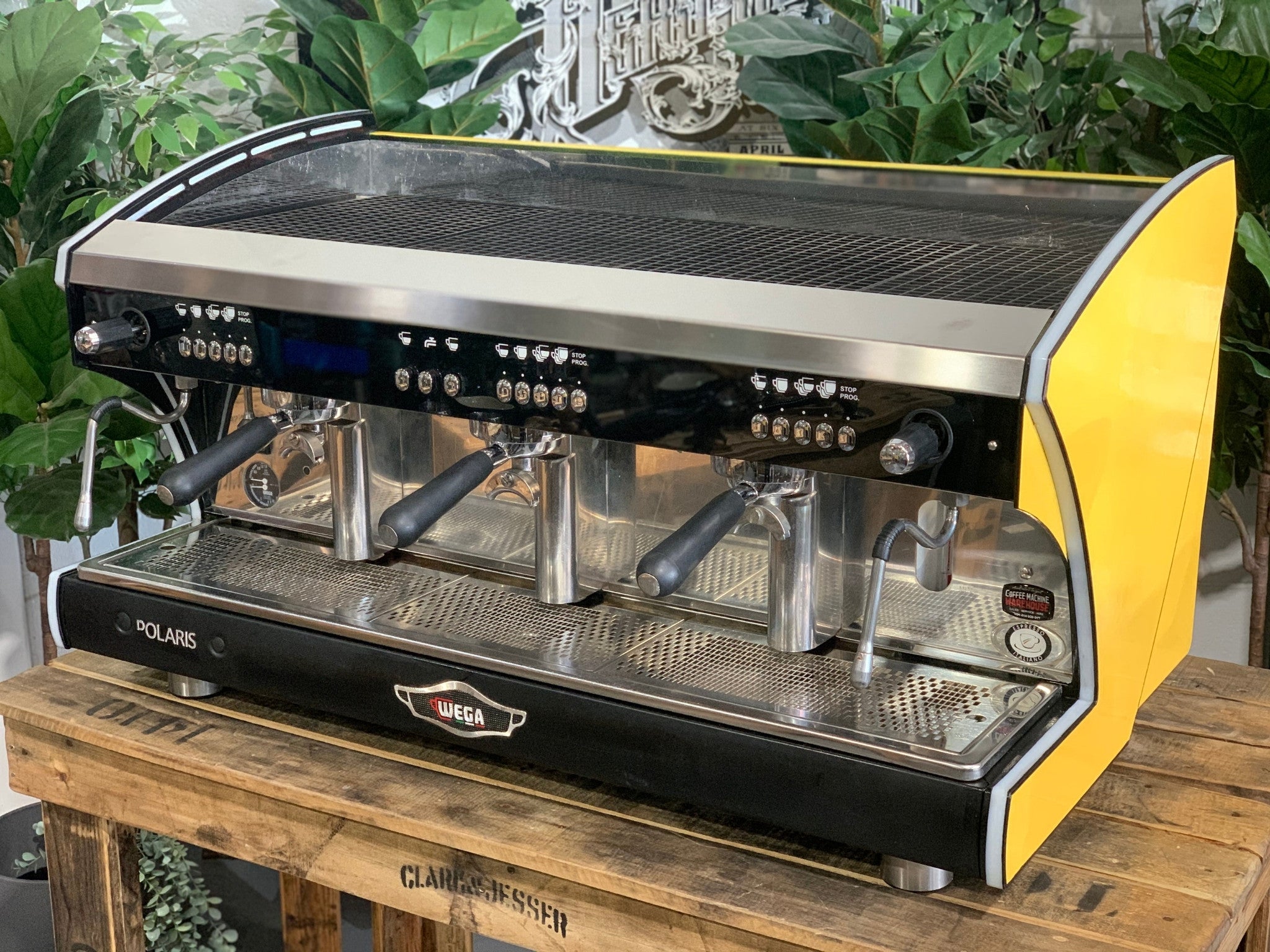 Wega Polaris Tron 3 Group Coffee Machine Yellow & Black