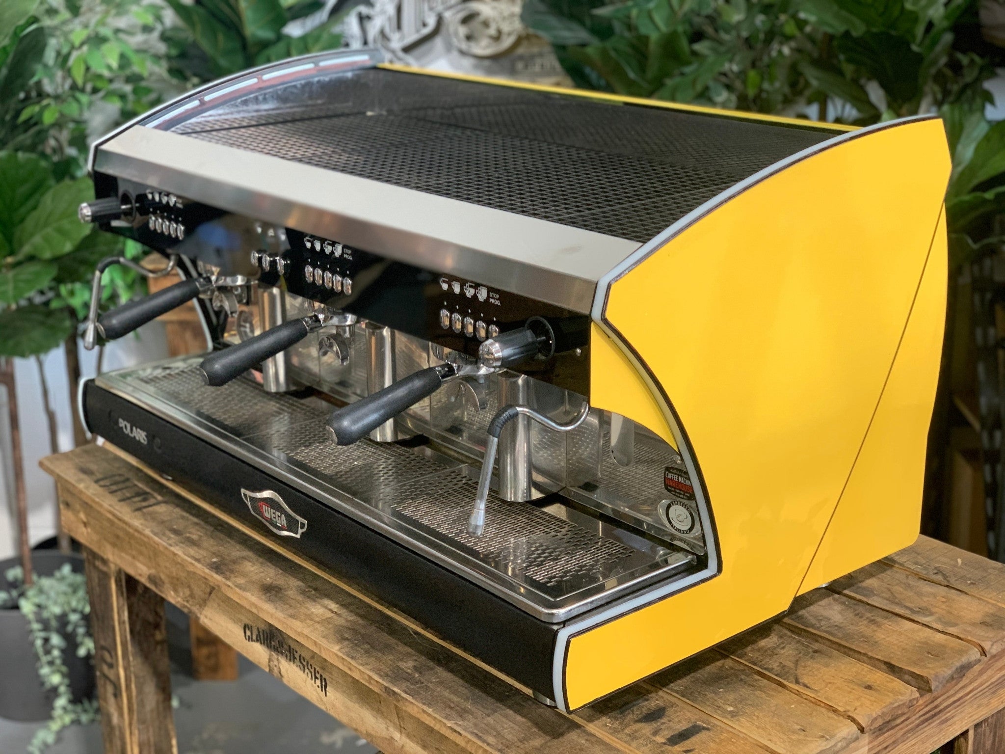 Wega Polaris Tron 3 Group Coffee Machine Yellow & Black