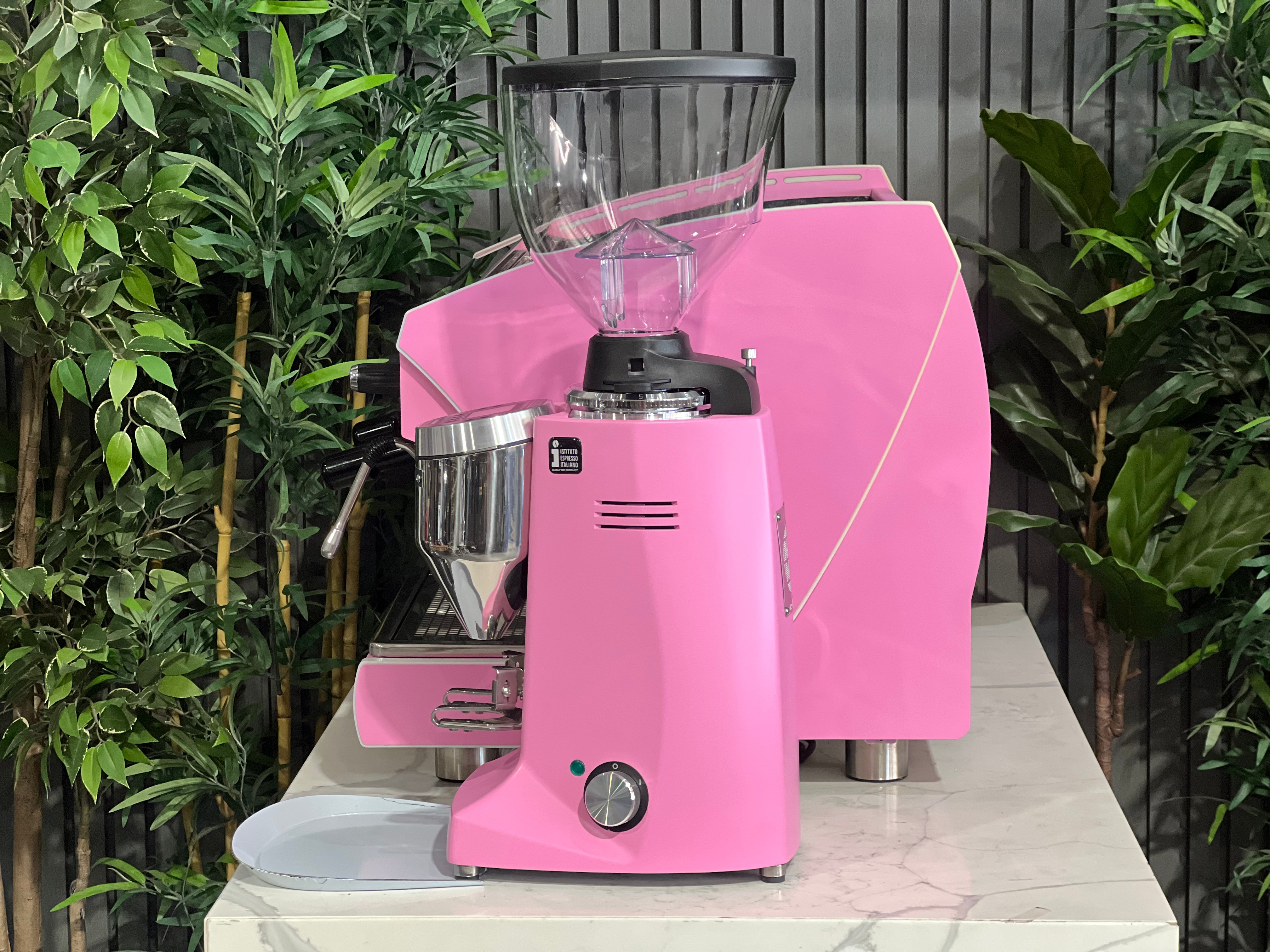 Wega Polaris Tron 2 Group Coffee Machine + Mazzer Major V Electronic Grinder Package Pink - New