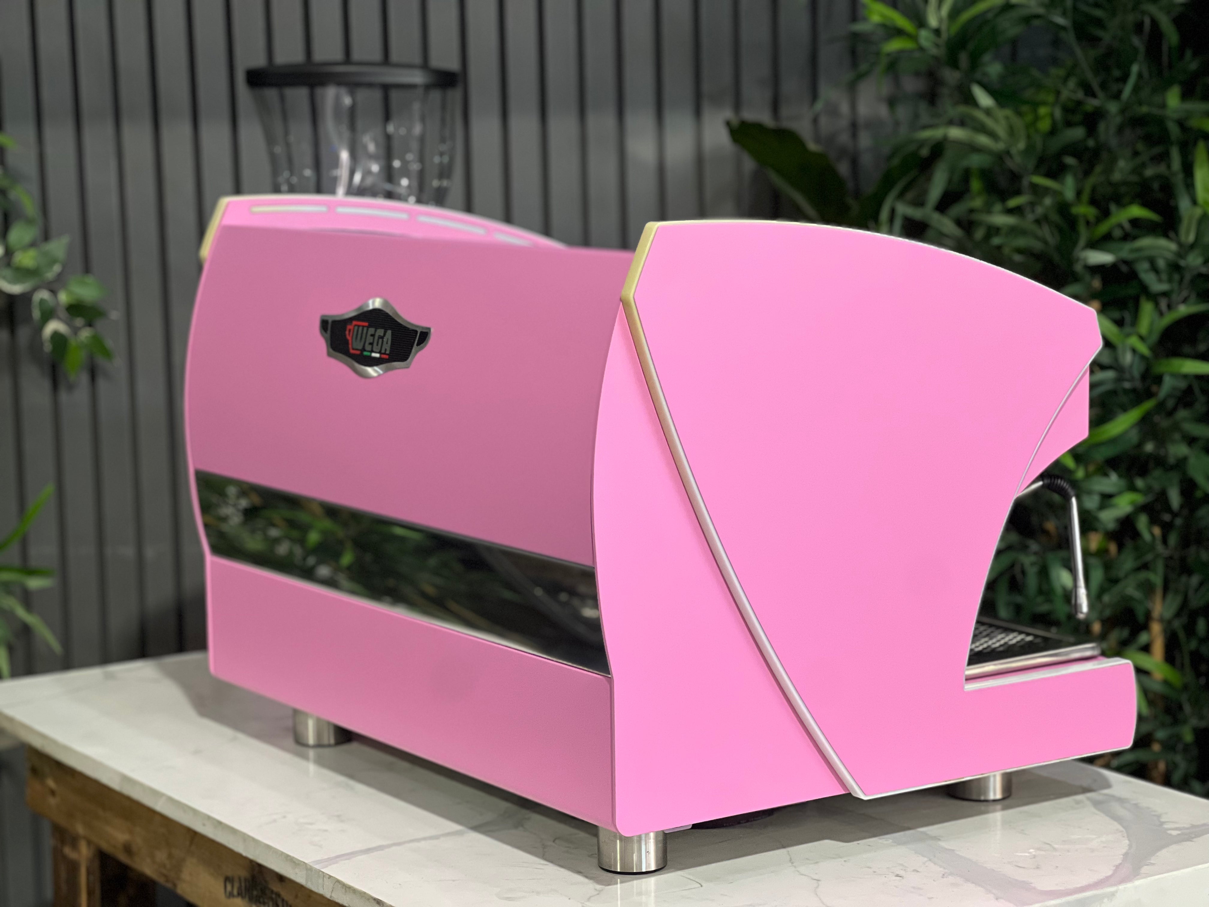 Wega Polaris Tron 2 Group Coffee Machine + Mazzer Major V Electronic Grinder Package Pink - New