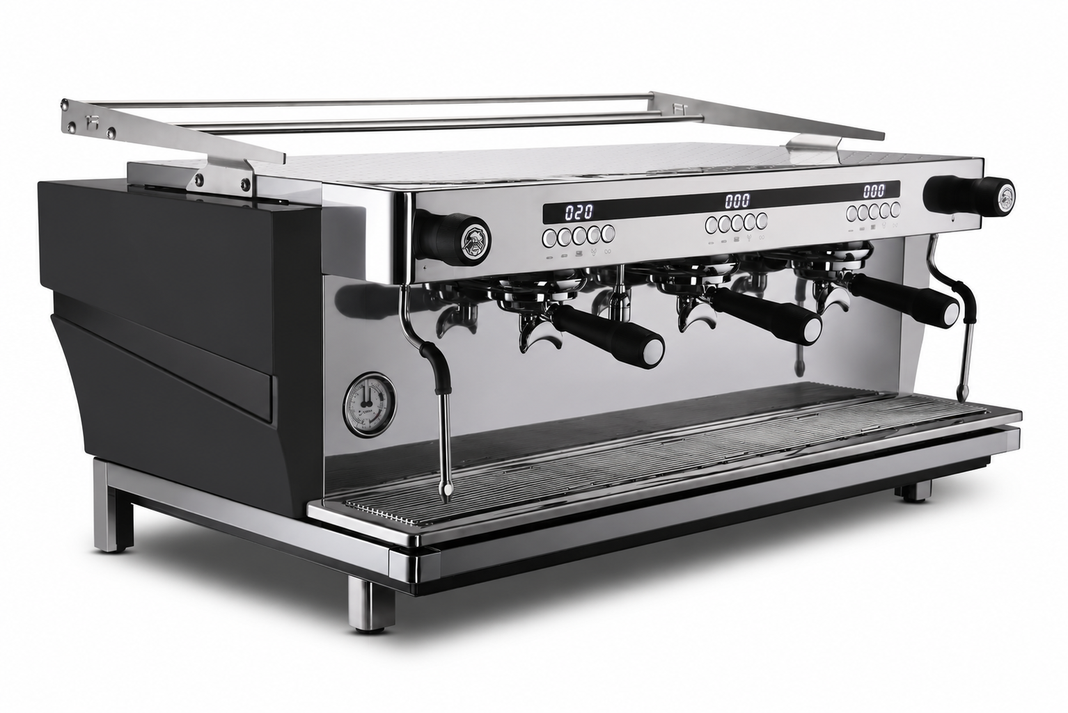 Expobar Ruggero JS80 3 Group Coffee Machine White, showcasing its sleek design and barista-friendly features.