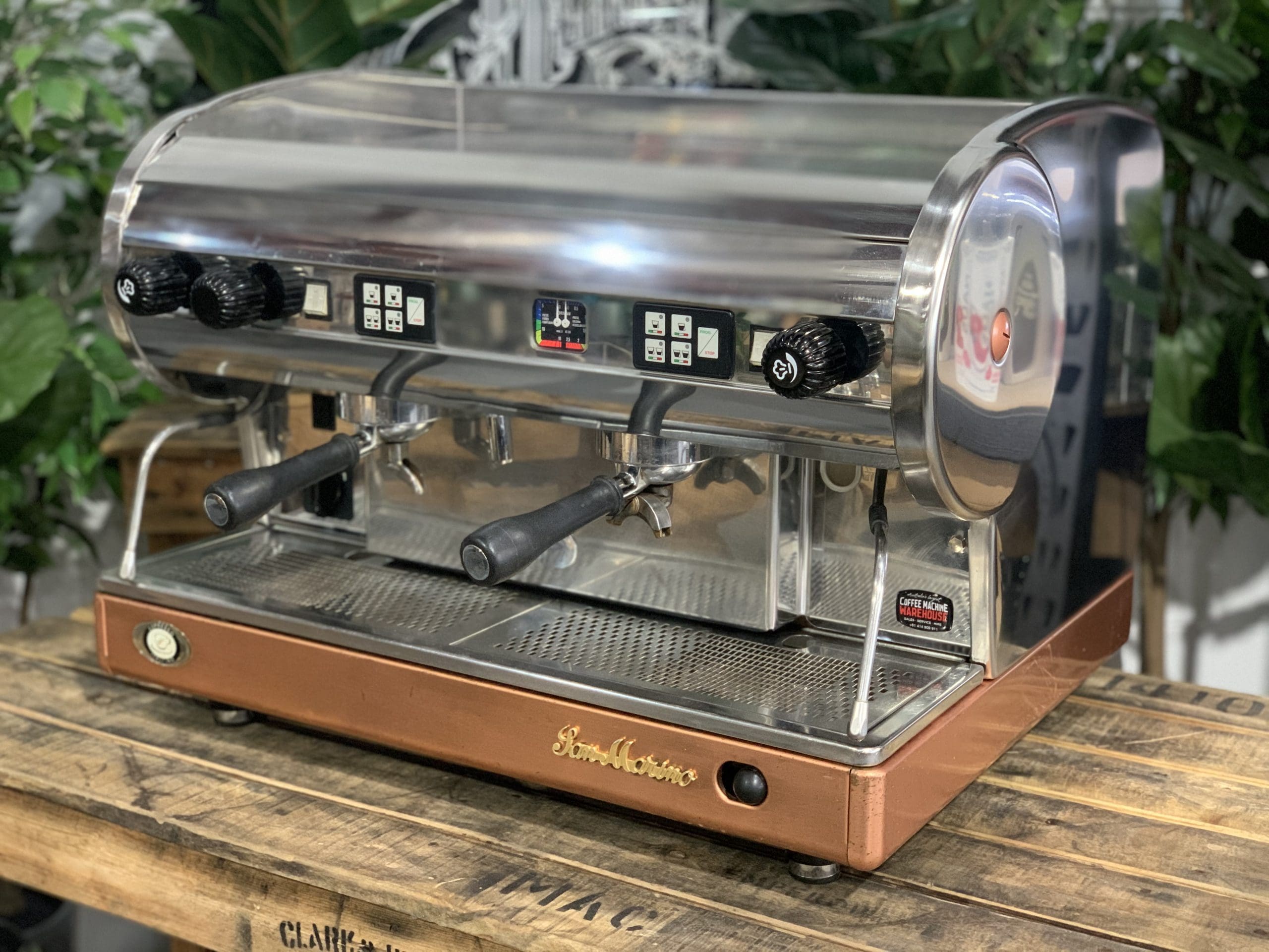 SAN MARINO LISA 2 GROUP BRASS STAINLESS ESPRESSO COFFEE MACHINE COMMERCIAL  CAFE