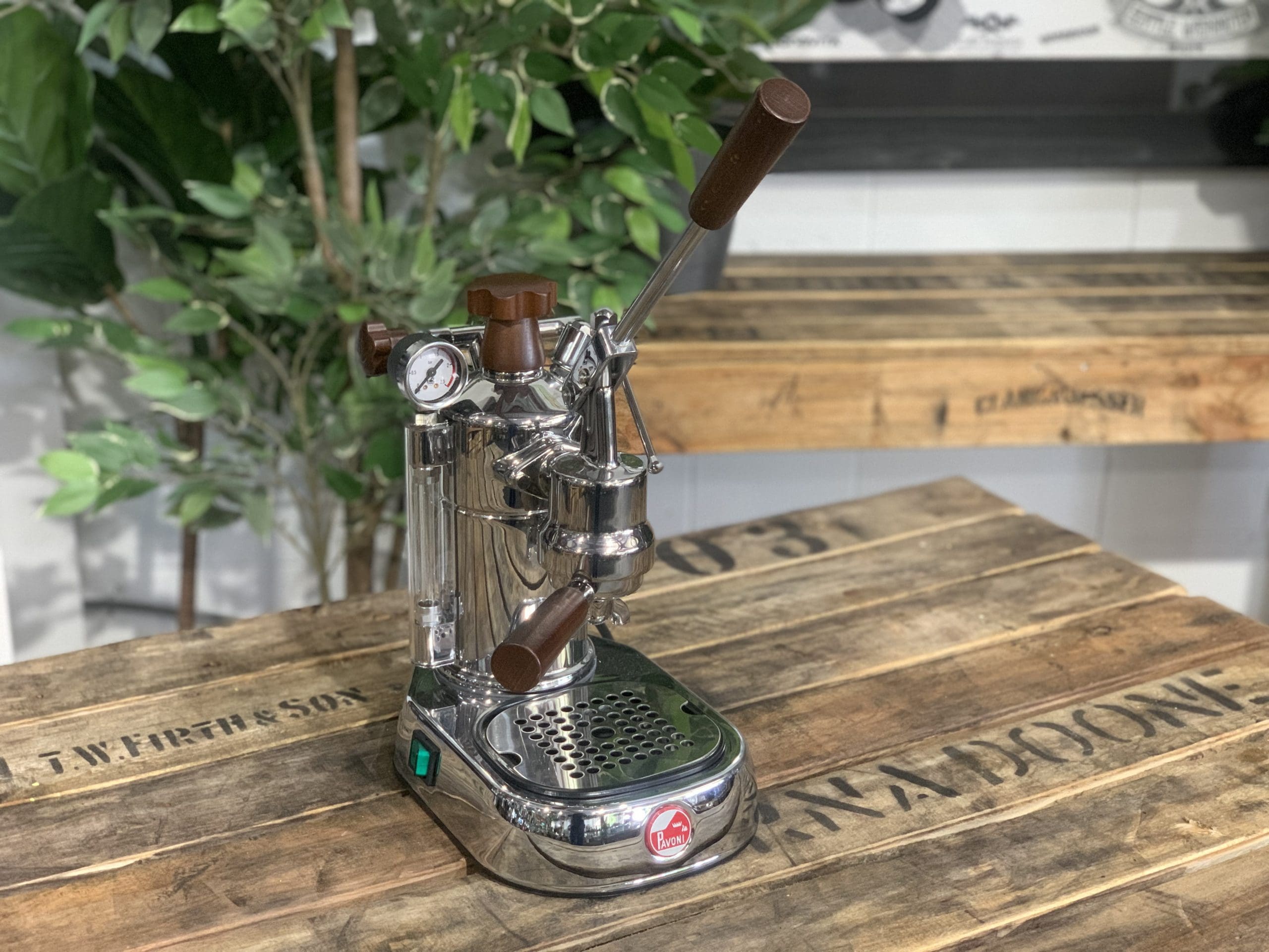 La Pavoni PC 16 sitting on a outdoor table